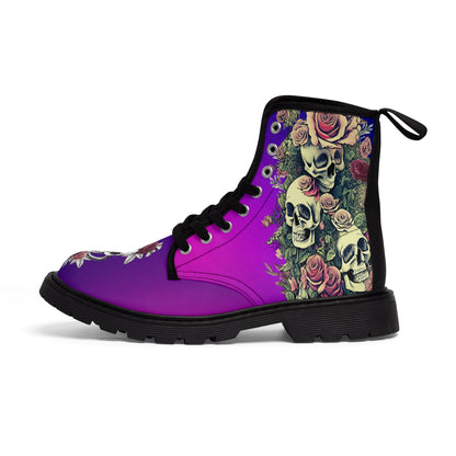 Skulls In The Garden Women's Canvas Boots - Women’s Boots - Black - Left