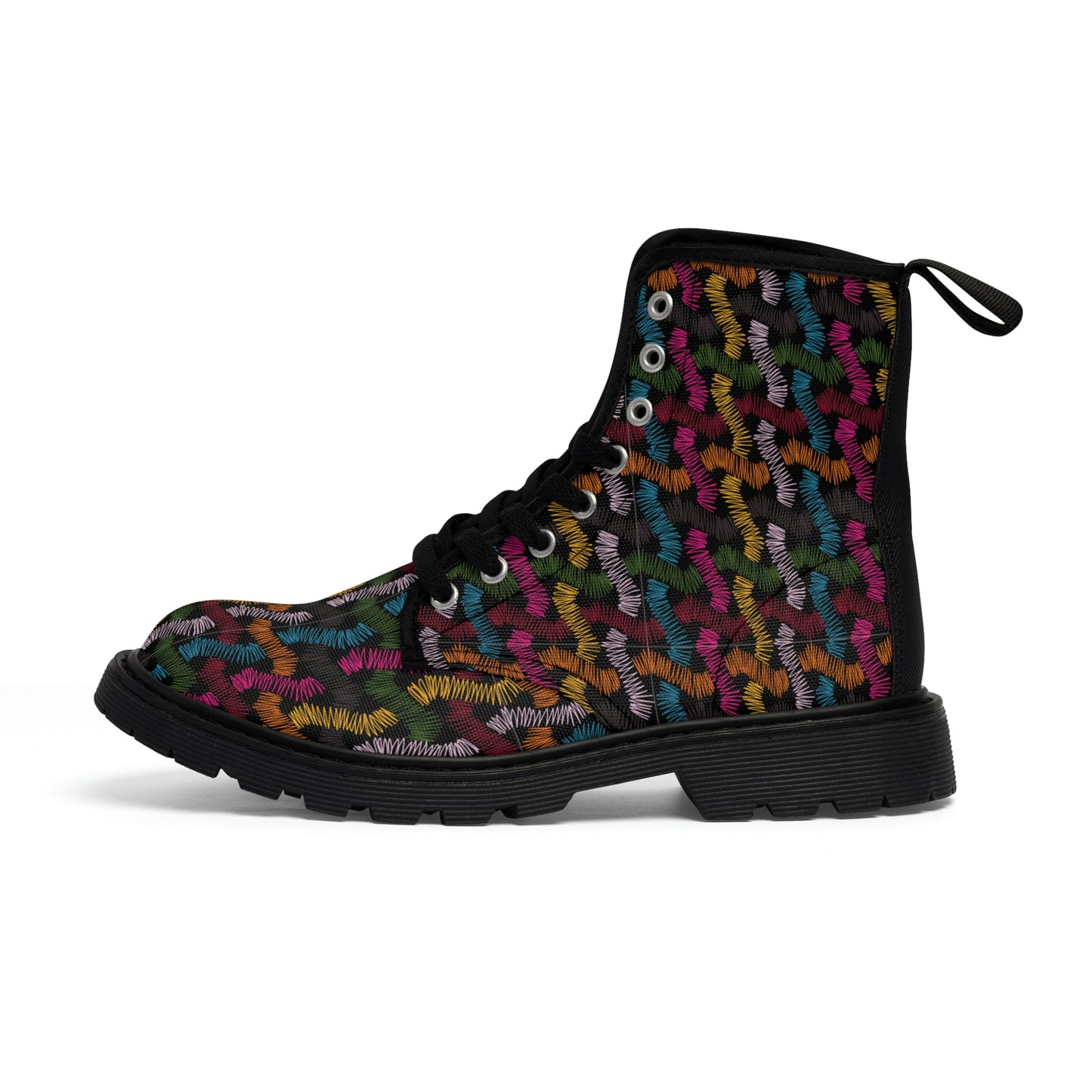 Colourful Patterns Women's Canvas Boots - Women’s Boots - Black - Left