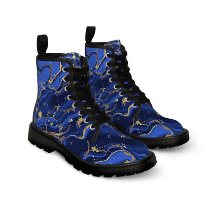 Blue Marble Women's Canvas Boots - Women’s Boots - Black - Left And Right