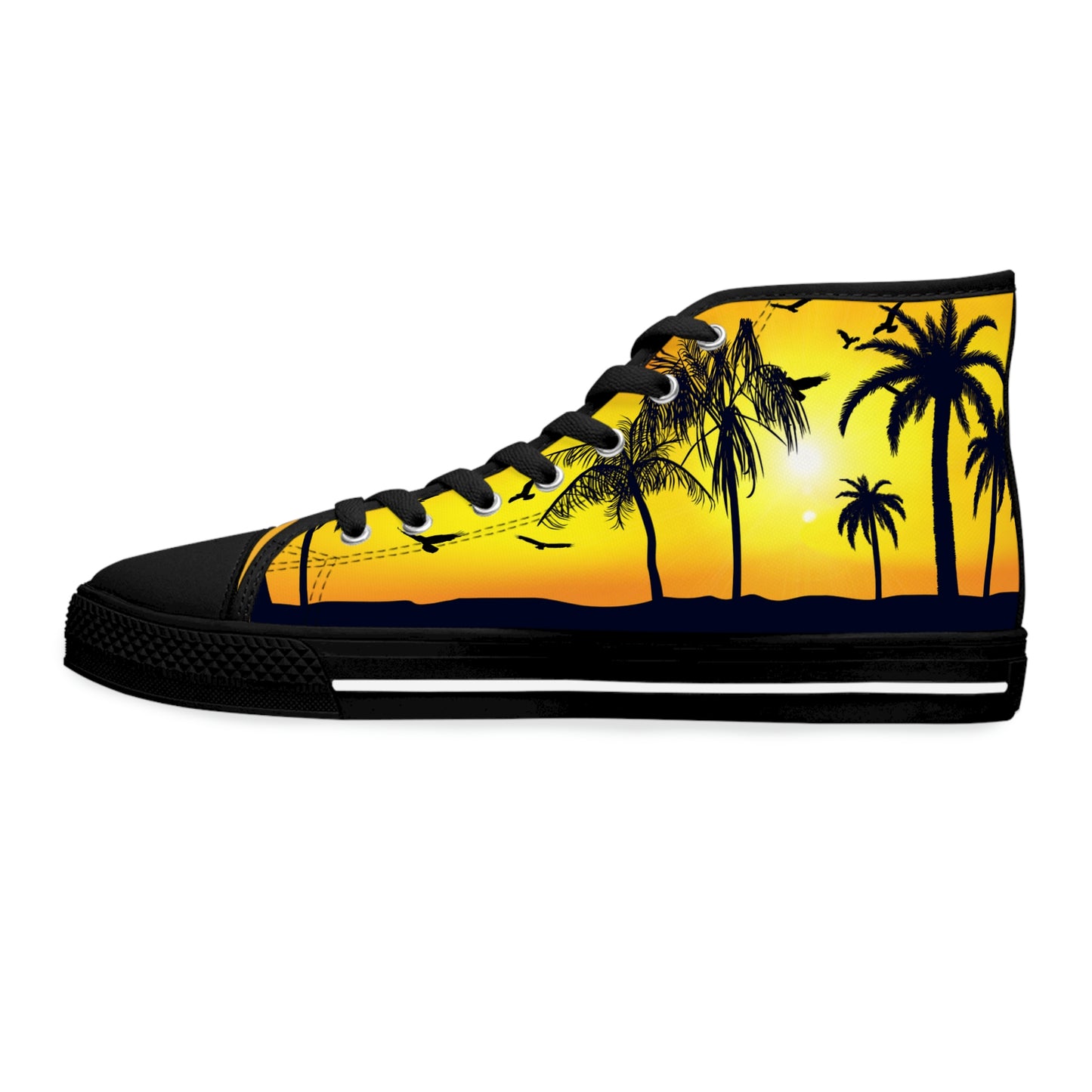 Sunset At The Beach Women's High Top Canvas Shoes - Sneakers - Black - Left