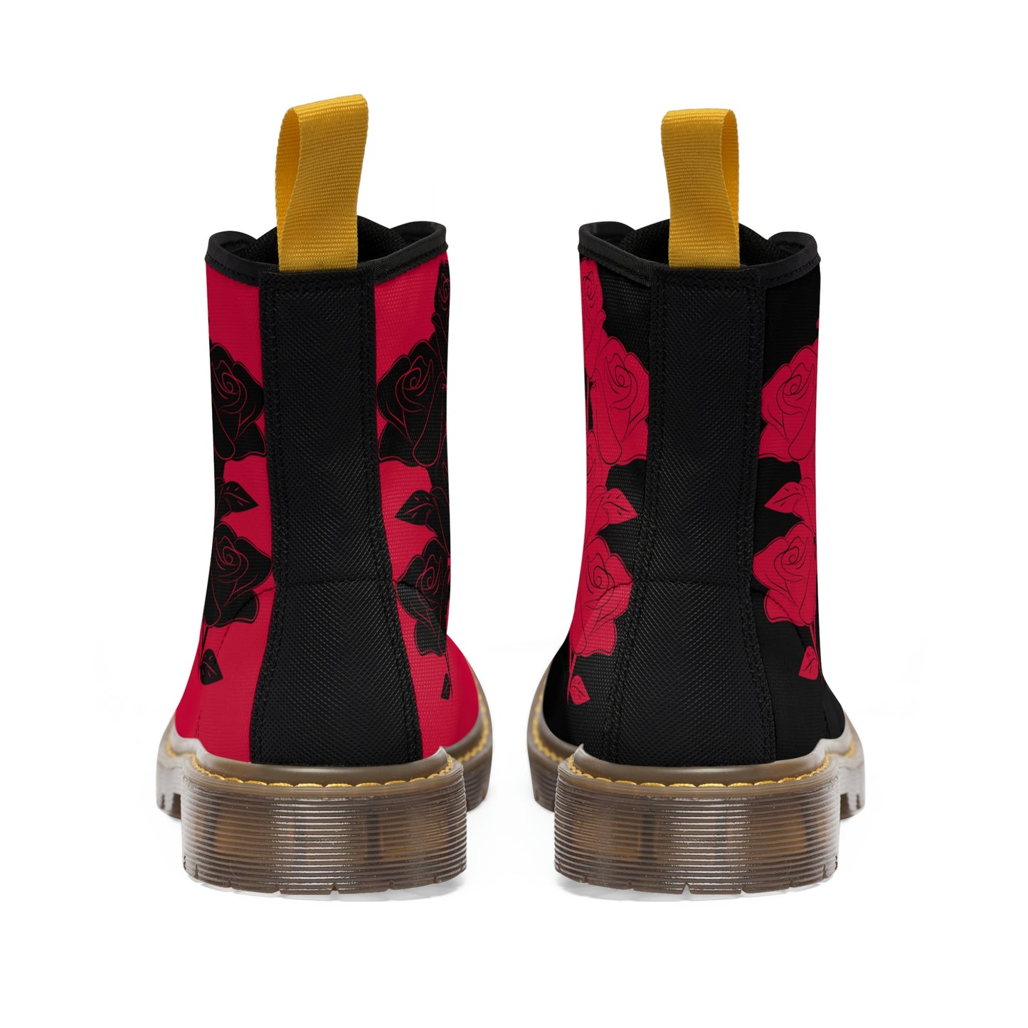 Unusual Black &amp; Red Women's Canvas Boots - Women’s Boots - Brown - Back