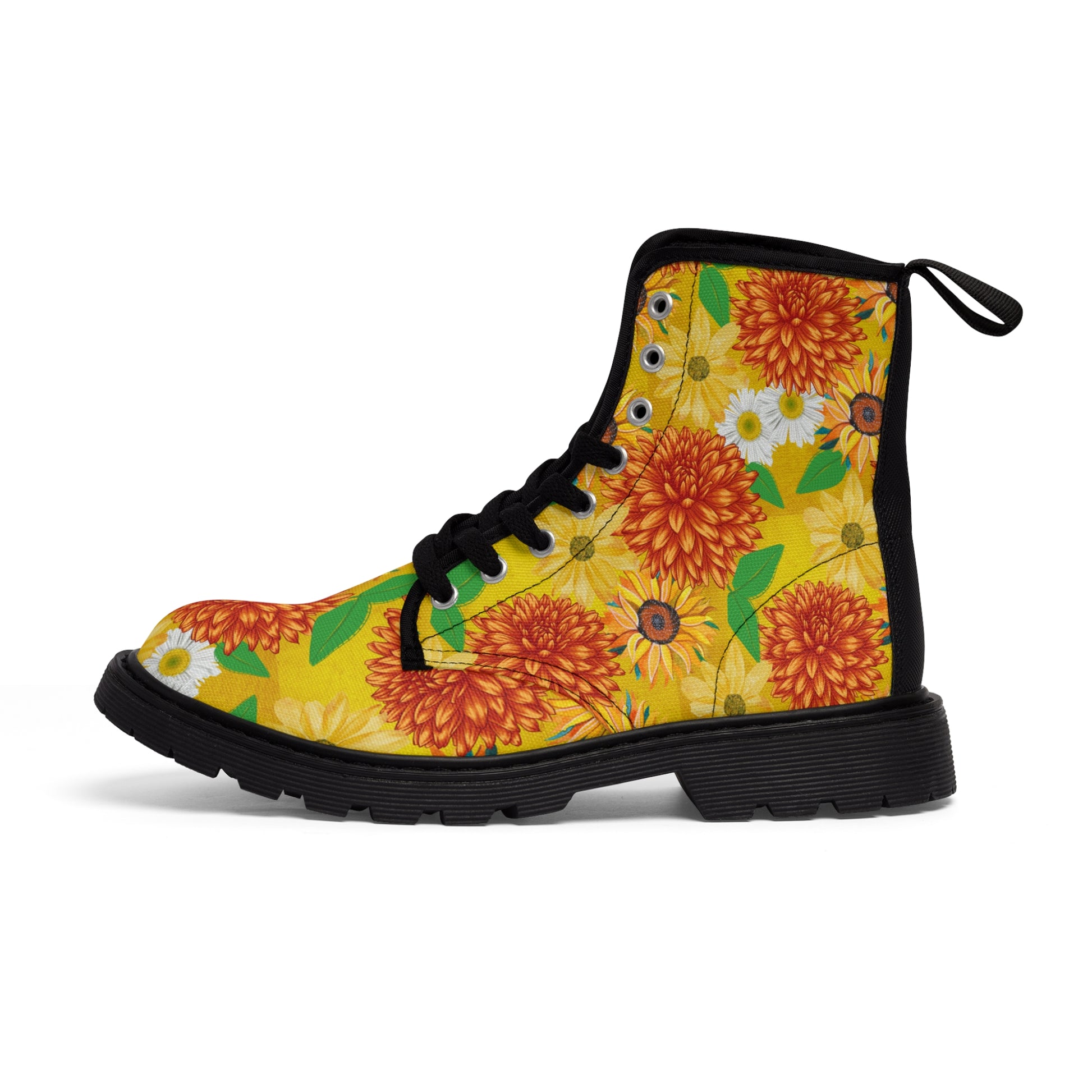 Sunflowers Women's Canvas Boots - Women’s Boots - Black - Left