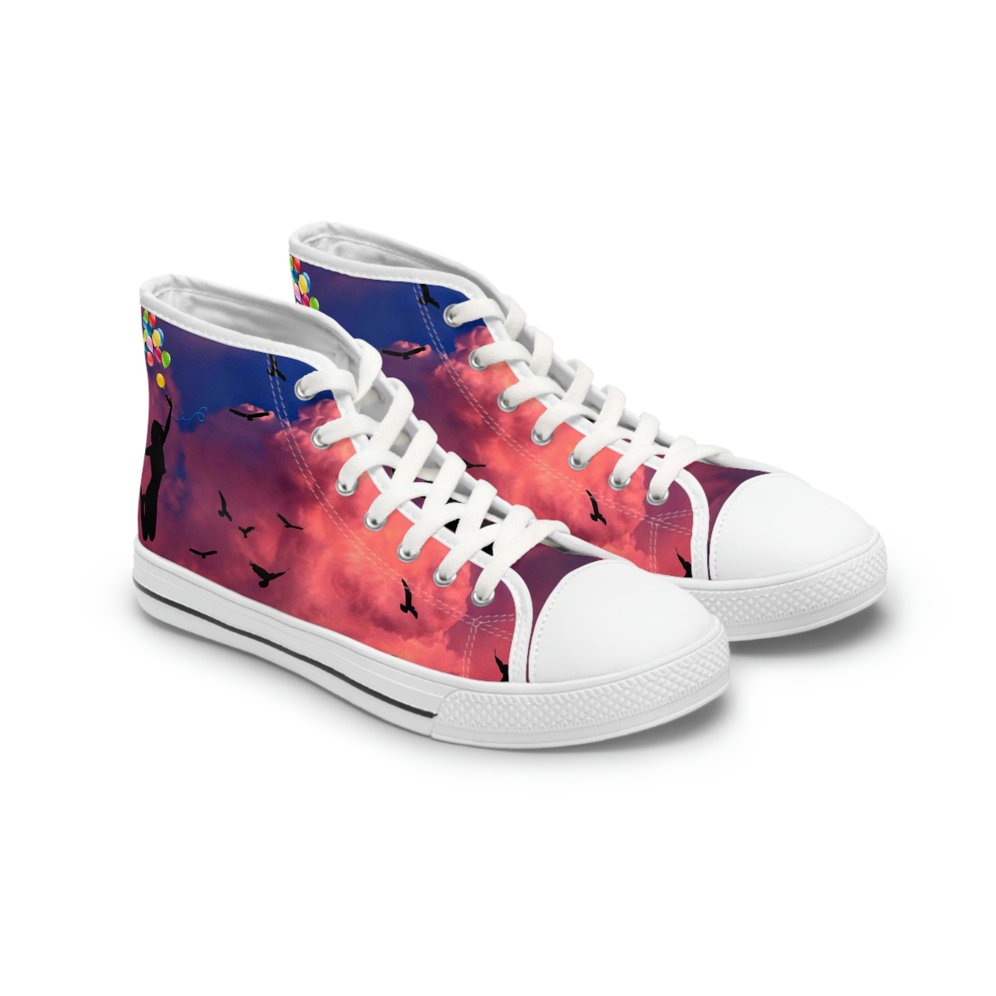 Girl With Balloons Women's High Top Canvas Shoes - Sneakers - White