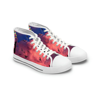 Girl With Balloons Women's High Top Canvas Shoes - Sneakers - White