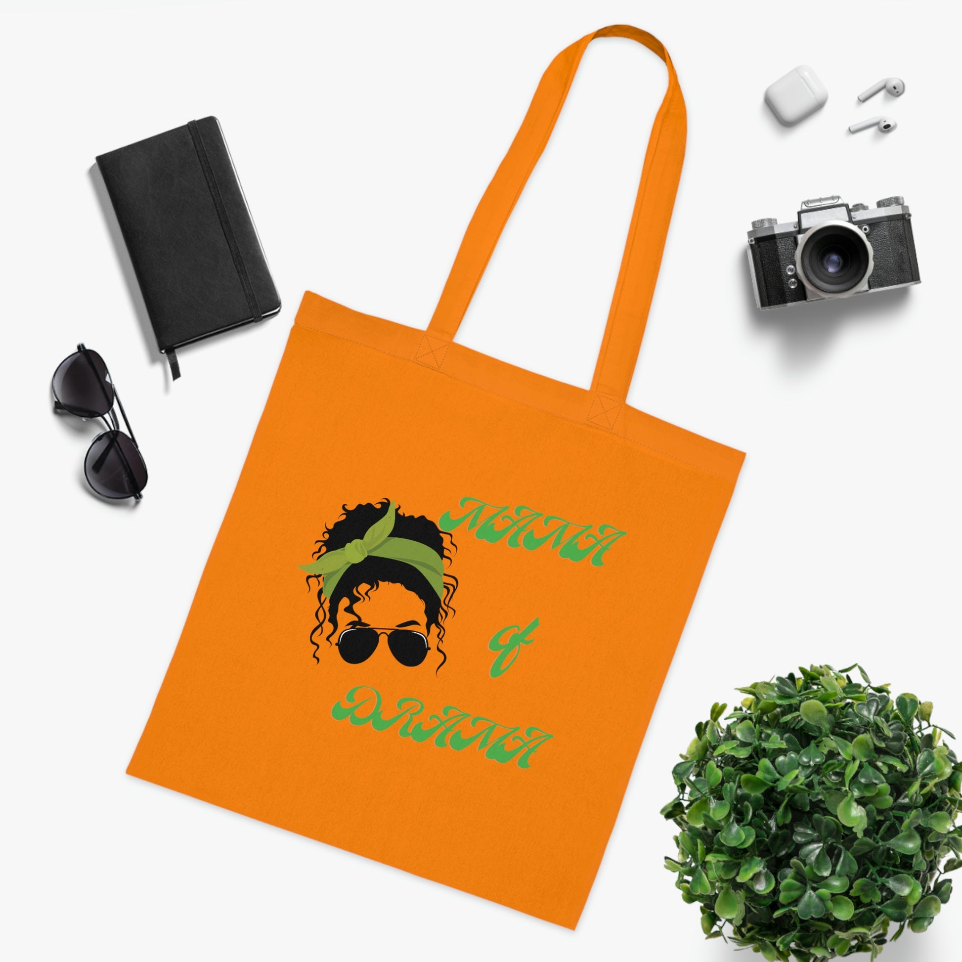 Mama Of Drama Canvas Tote Bag | Reusable Grocery Bag | Shoulder Bag | Cute Tote Bag | Orange