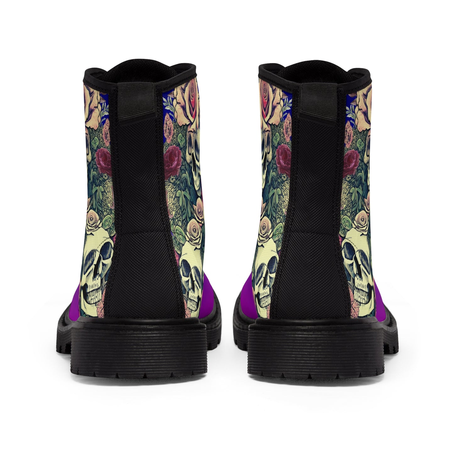 Skulls In The Garden Women's Canvas Boots - Women’s Boots - Black - Back