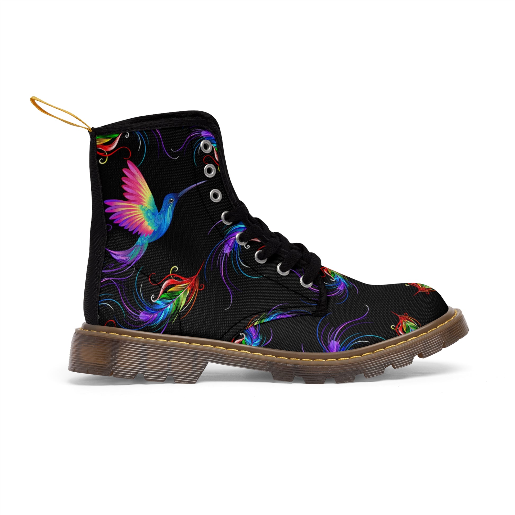 Rainbow Hummingbird Women's Canvas Boots - Women’s Boots - Brown - Right