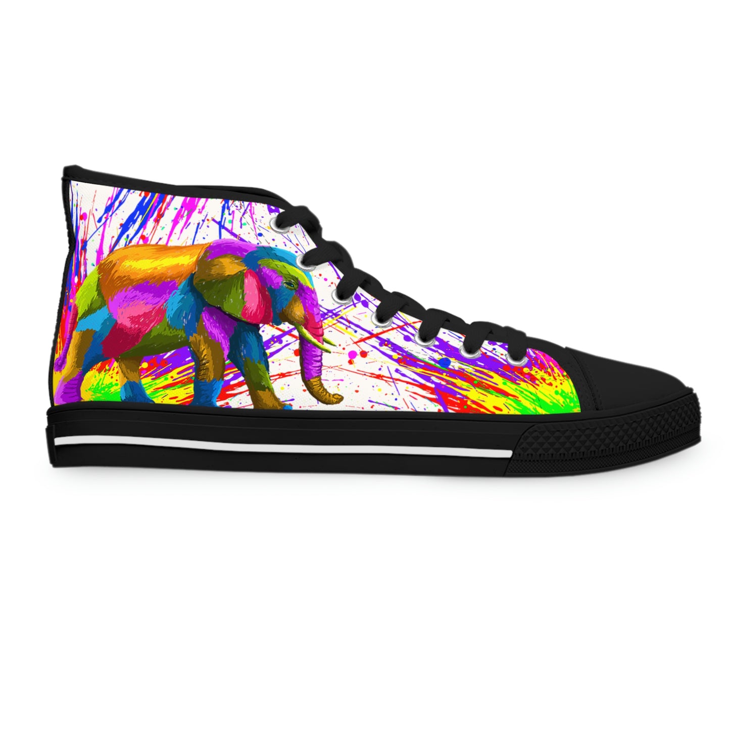 Elephant Women's High-Top Canvas Shoes - Sneakers - Black - Right