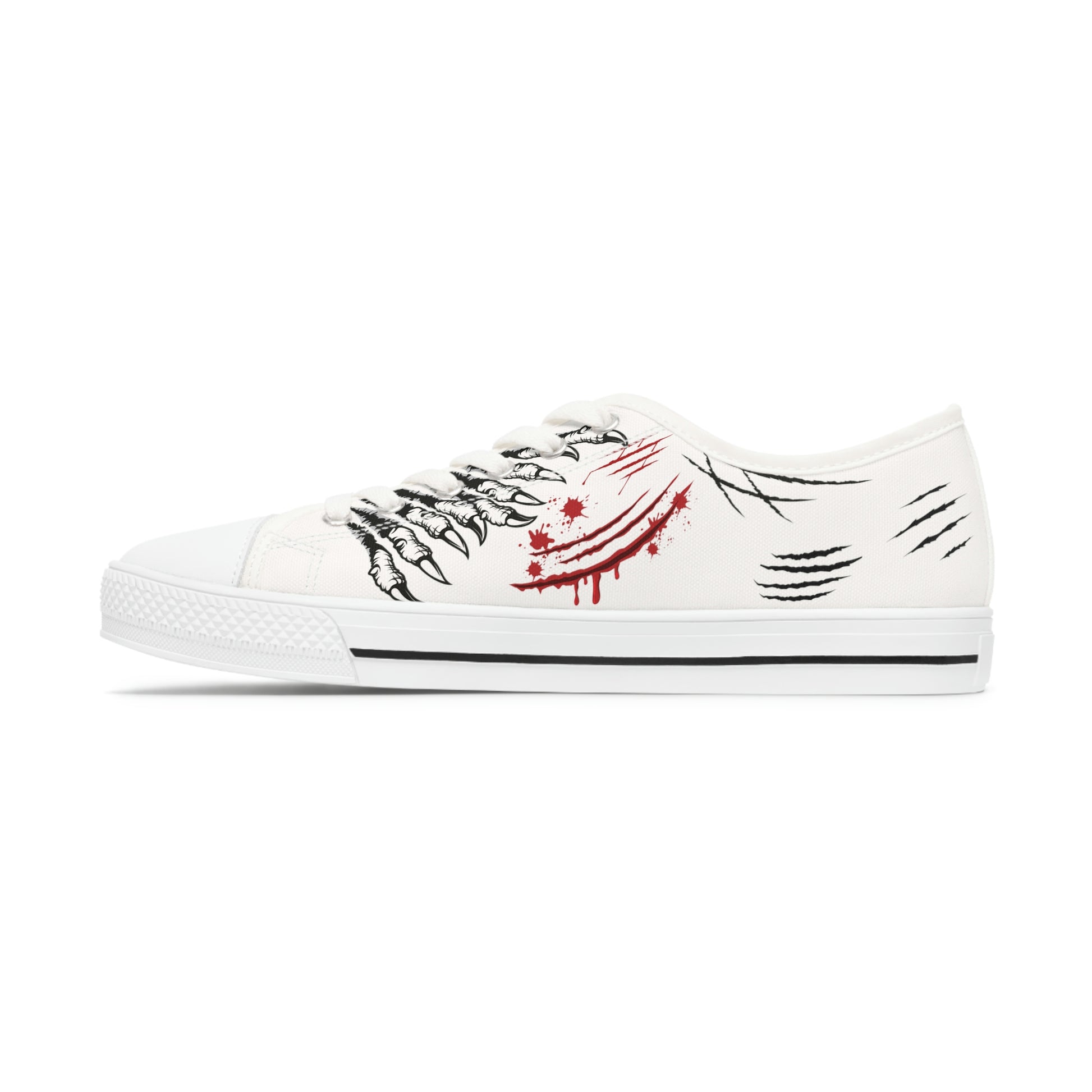 Claws Women's Low Top Canvas Shoes - Sneakers - White - Left