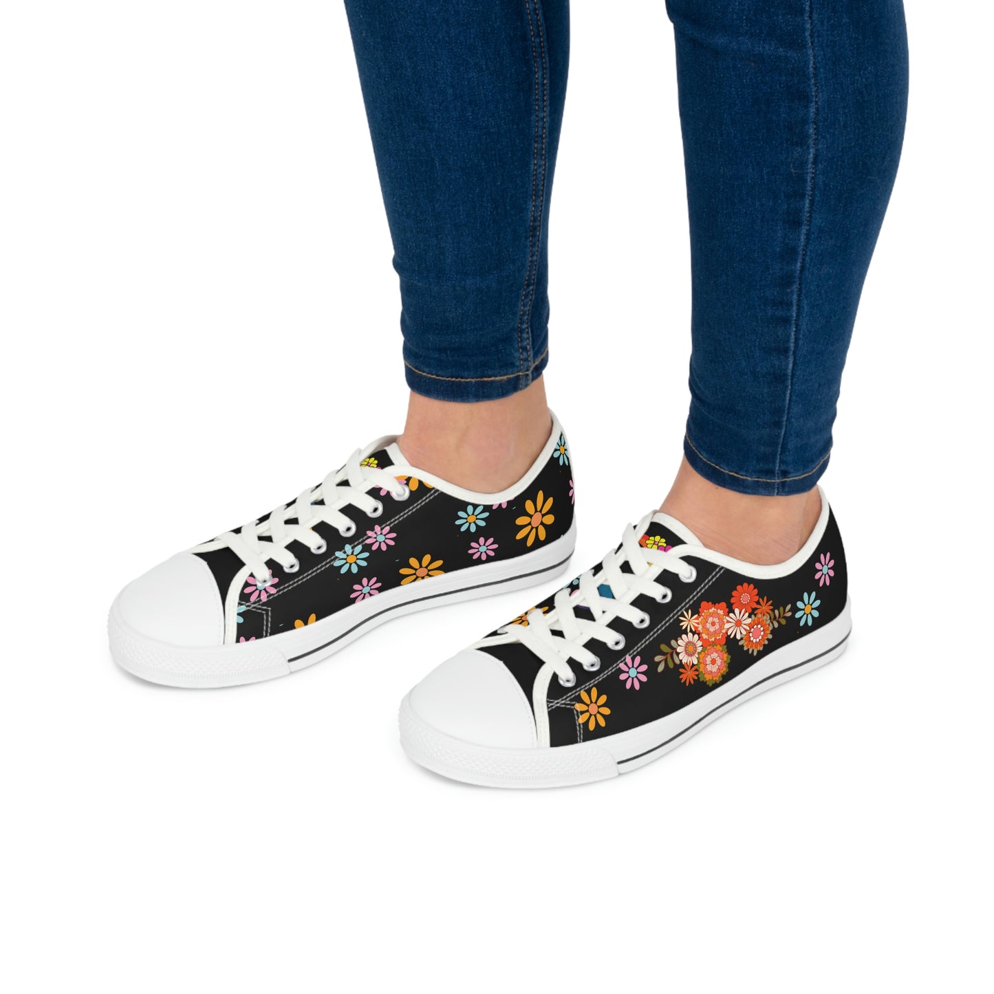 Colourful Flowers Womens Low Top Canvas Shoes | Sneakers | White