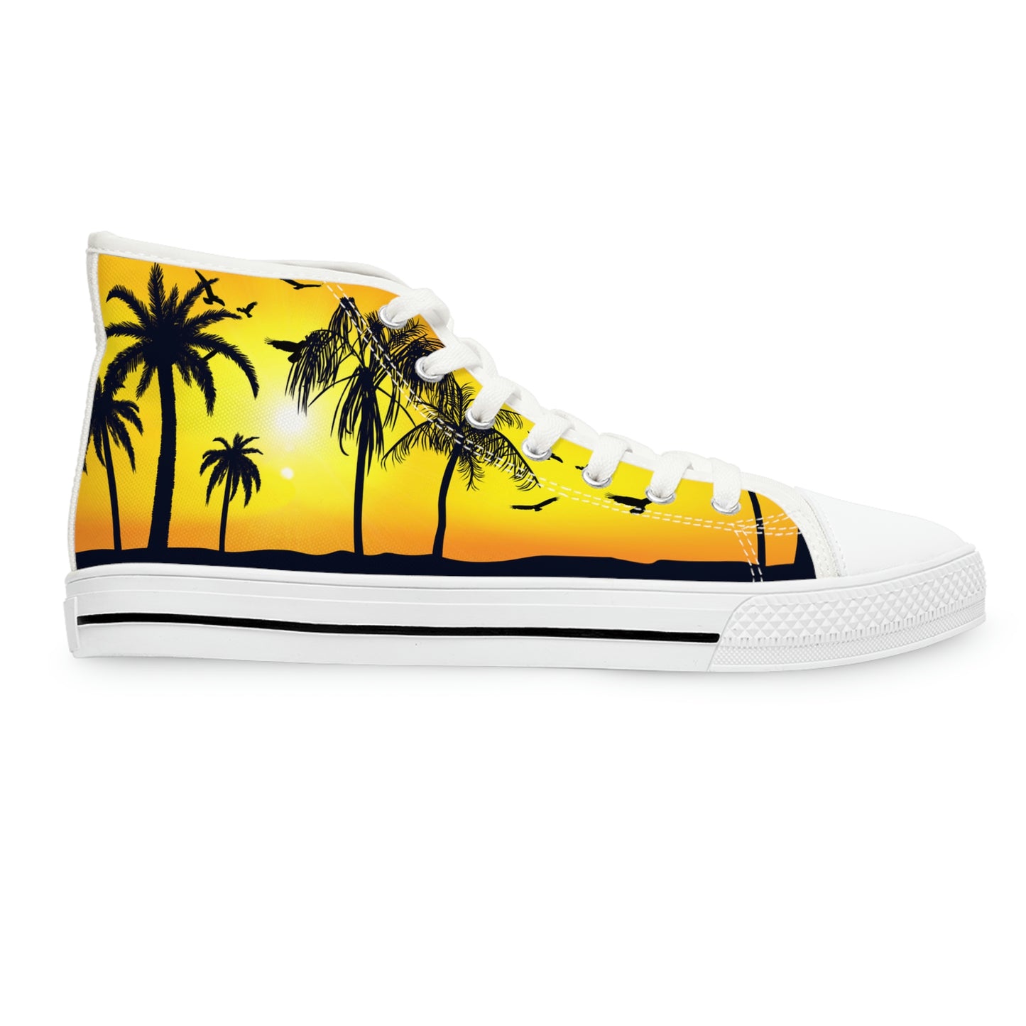 Sunset At The Beach Women's High Top Canvas Shoes - Sneakers - White - Right