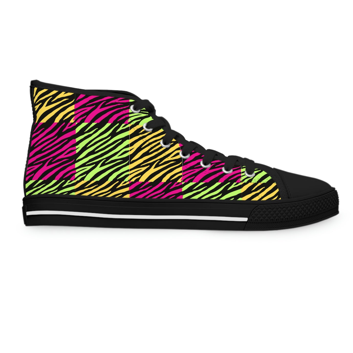 Stripes Women's High-Top Canvas Shoes - Sneakers - Black - Right