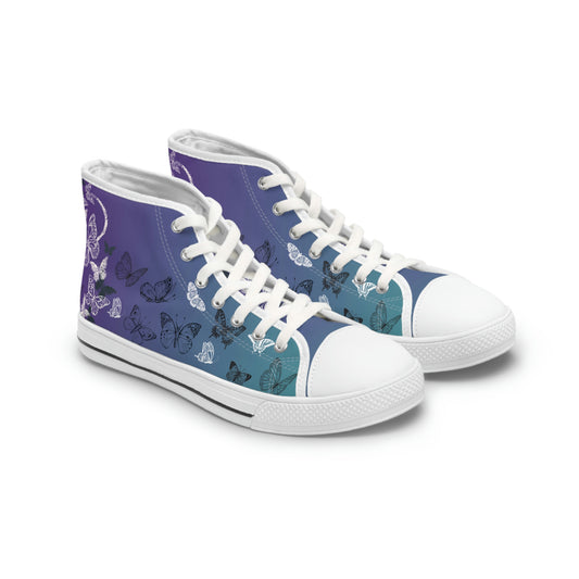 Modern Butterflies Women's High Top Canvas Shoes - Sneakers - White