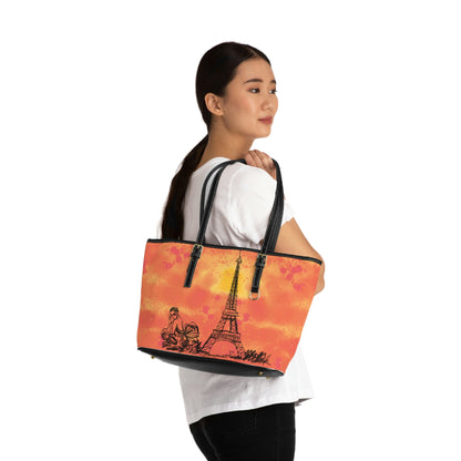 French Sunset PU Leather Shoulder Bag - Leather Tote Bag - Modern Bag