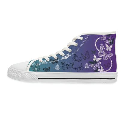 Modern Butterflies Women's High Top Canvas Shoes - Sneakers - White - Left