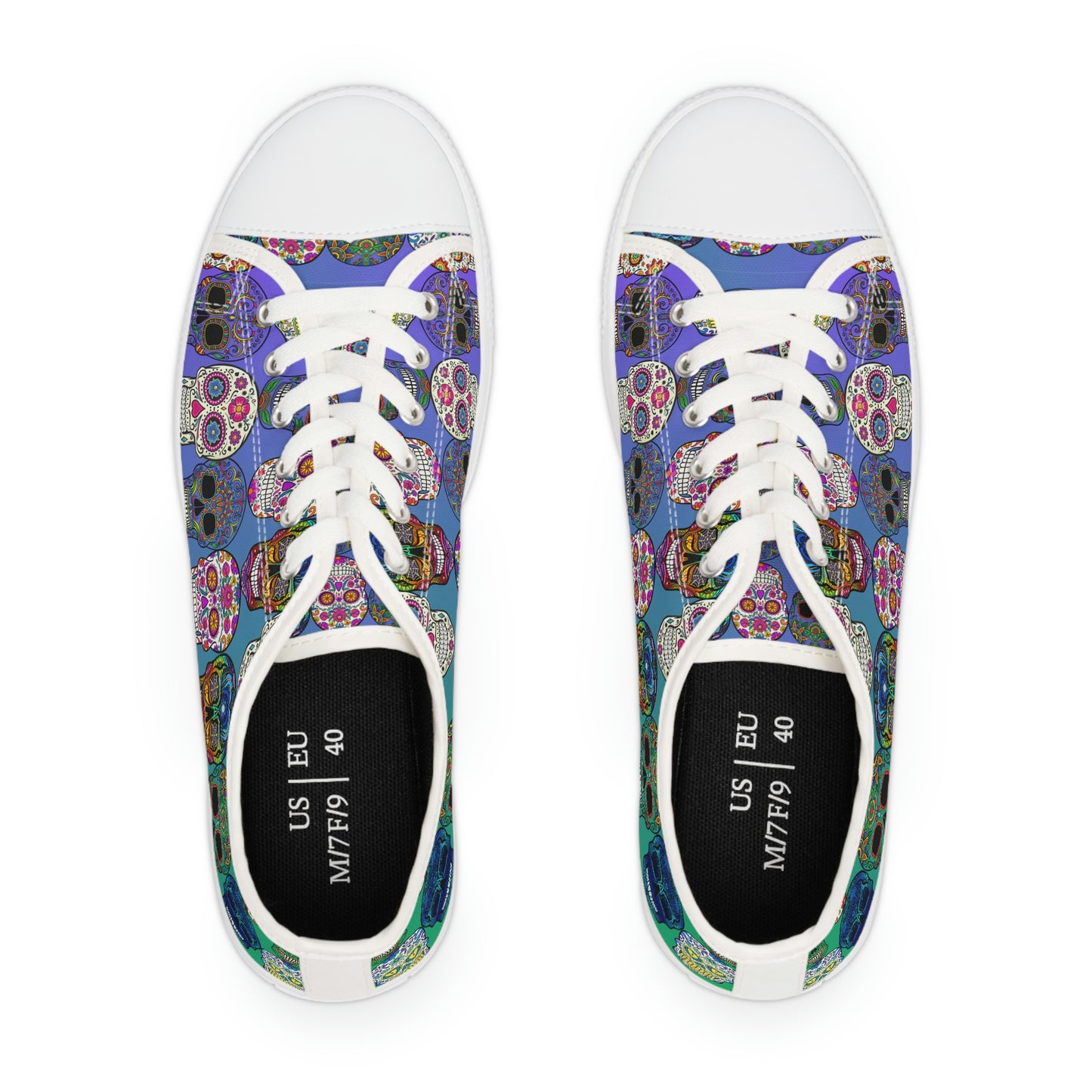 Mexican Skulls Women's Low Top Canvas Shoes - Sneakers - White - Top