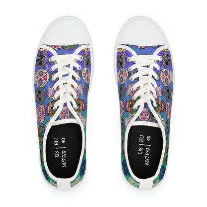 Mexican Skulls Women's Low Top Canvas Shoes - Sneakers - White - Top