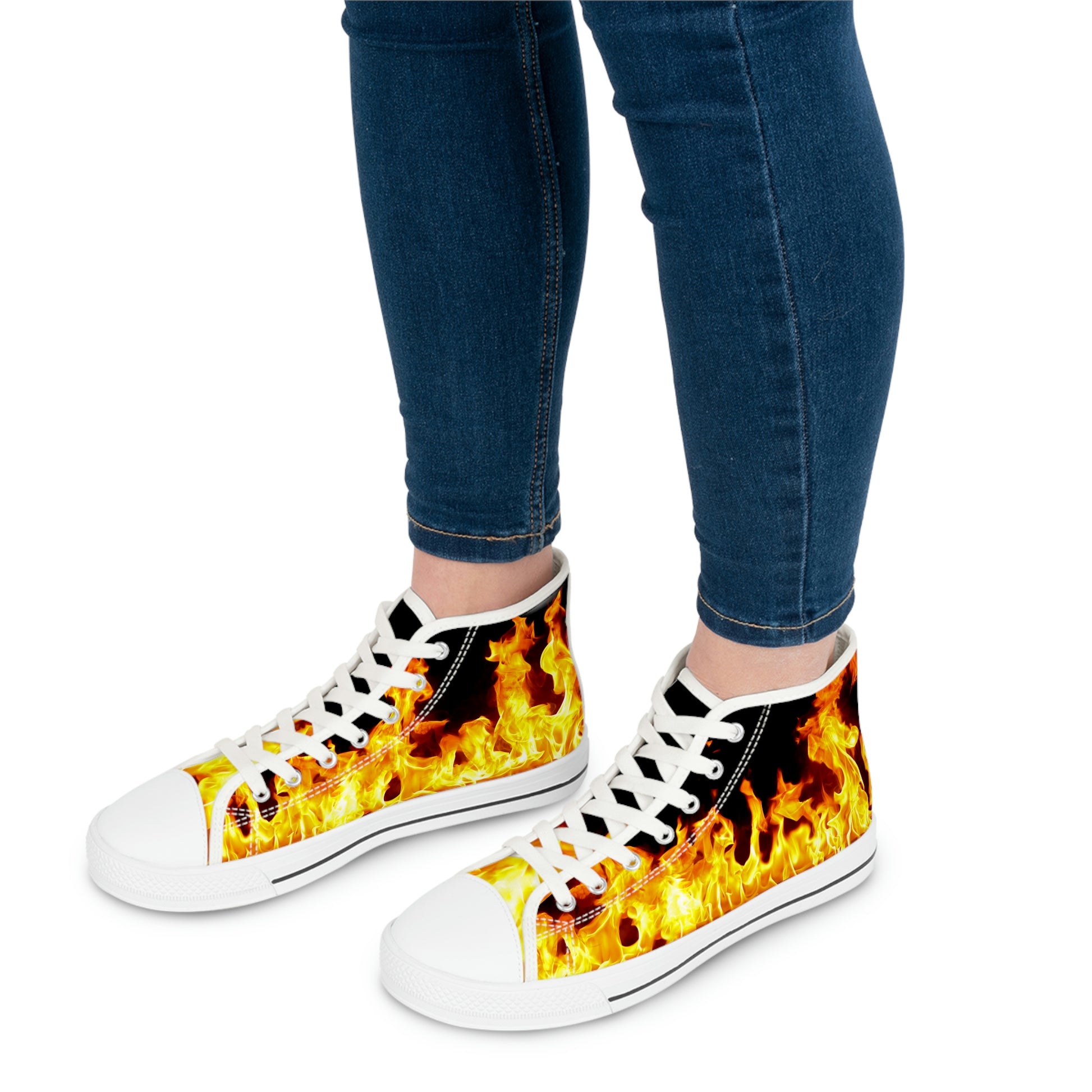 Flames Women's High-Top Canvas Shoes - Sneakers - White