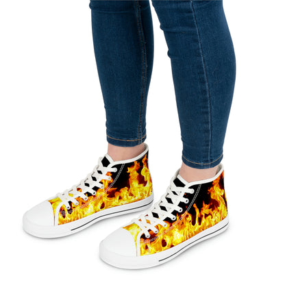 Flames Women's High-Top Canvas Shoes - Sneakers - White