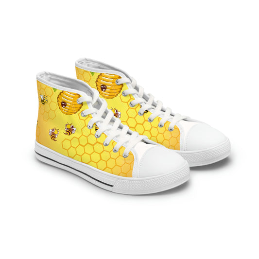 Honey &amp; Bees Women's High-Top Canvas Shoes - Sneakers - White