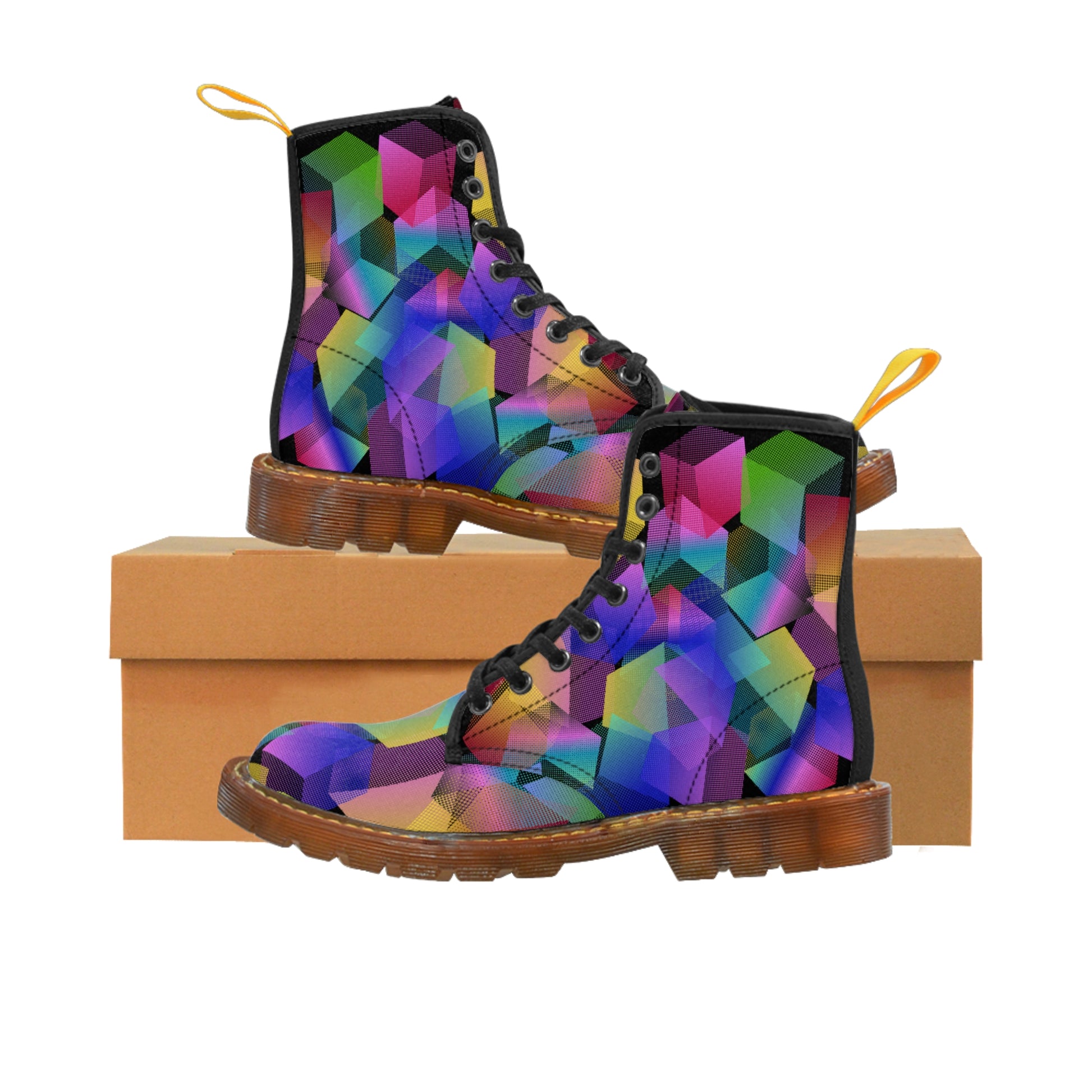 Vibrant Cubes Women's Canvas Boots - Women’s Boots - Brown