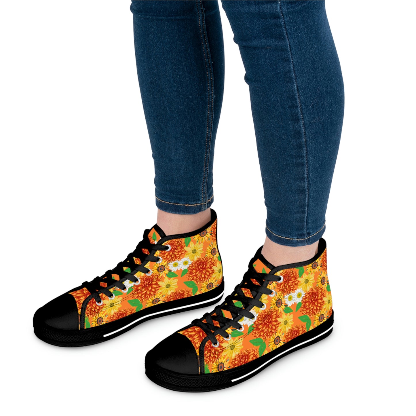 Sunflowers Women's High Top Canvas Shoes - Sneakers - Black - On The Go