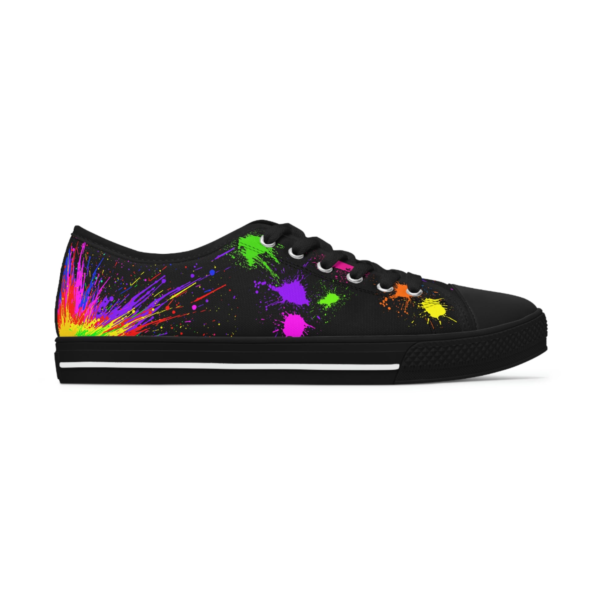 Paint Splashes Women's Low Top Canvas Shoes - Sneakers - Black - Right