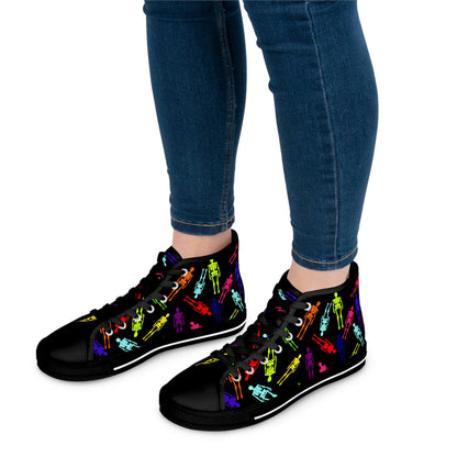 Skeletons Women's High Top Canvas Shoes - Sneakers - Black - On The Go