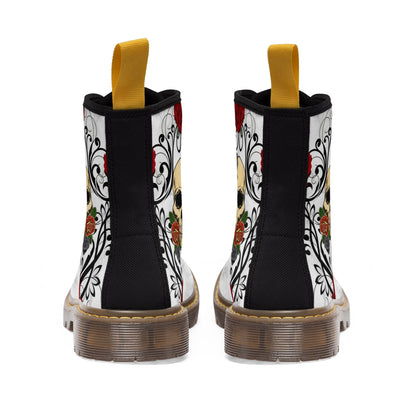 Skull &amp; Roses Women's Canvas Boots - Women’s Boots - Brown - Back