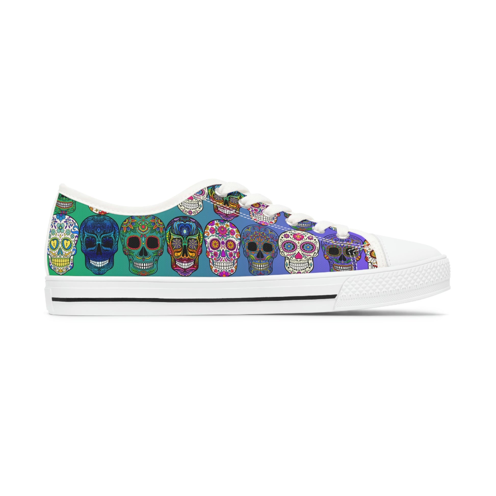 Mexican Skulls Women's Low Top Canvas Shoes - Sneakers - White - Right