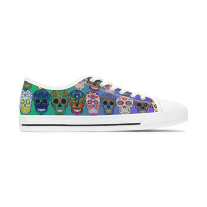 Mexican Skulls Women's Low Top Canvas Shoes - Sneakers - White - Right