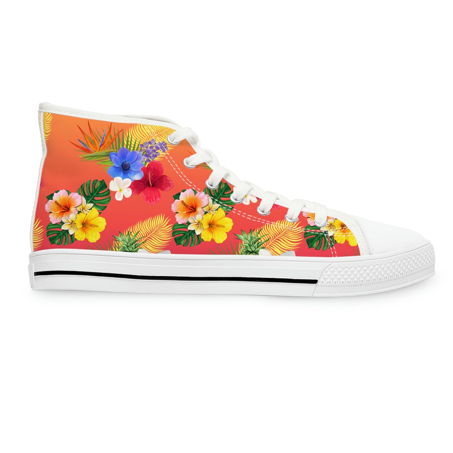 Tropical Flowers Women's High Top Canvas Shoes - Sneakers - White - Right