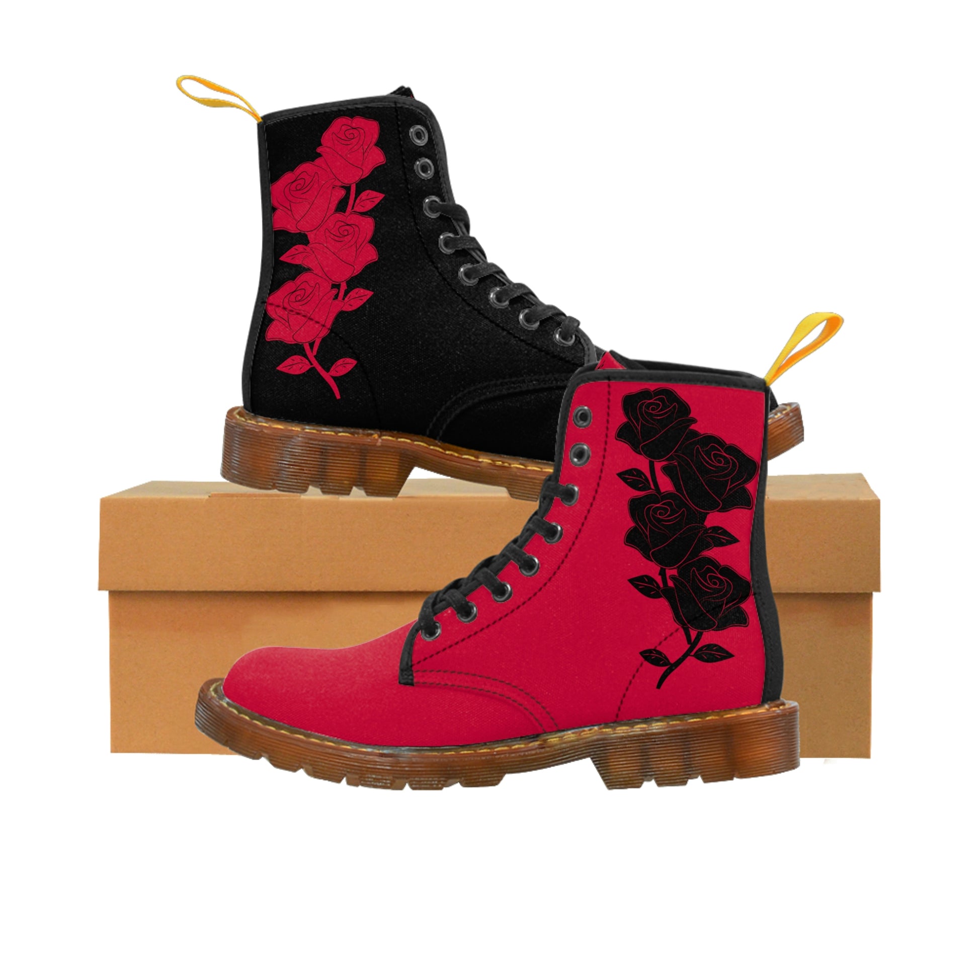 Unusual Black &amp; Red Women's Canvas Boots - Women’s Boots - Brown -