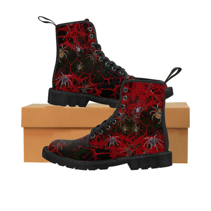 Halloween Spiders Women's Canvas Boots - Women’s Boots - Black