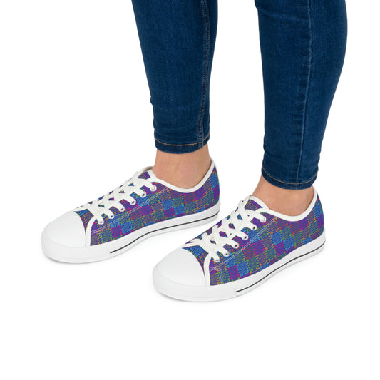 Purple Patterns Women's Low Top Canvas Shoes - Sneakers - White - On The Go