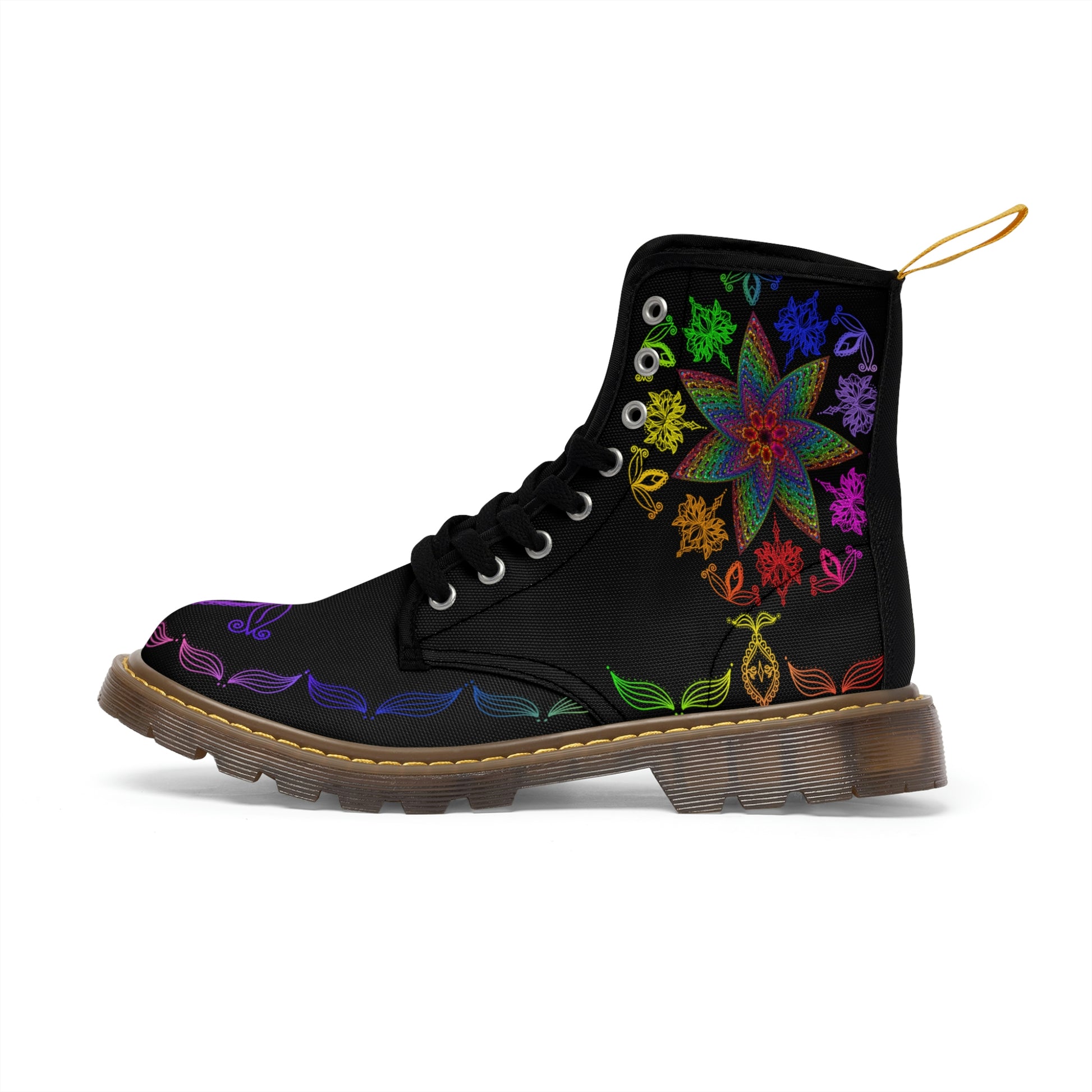 Mandala Women's Canvas Boots - Women’s Boots - Brown - Left