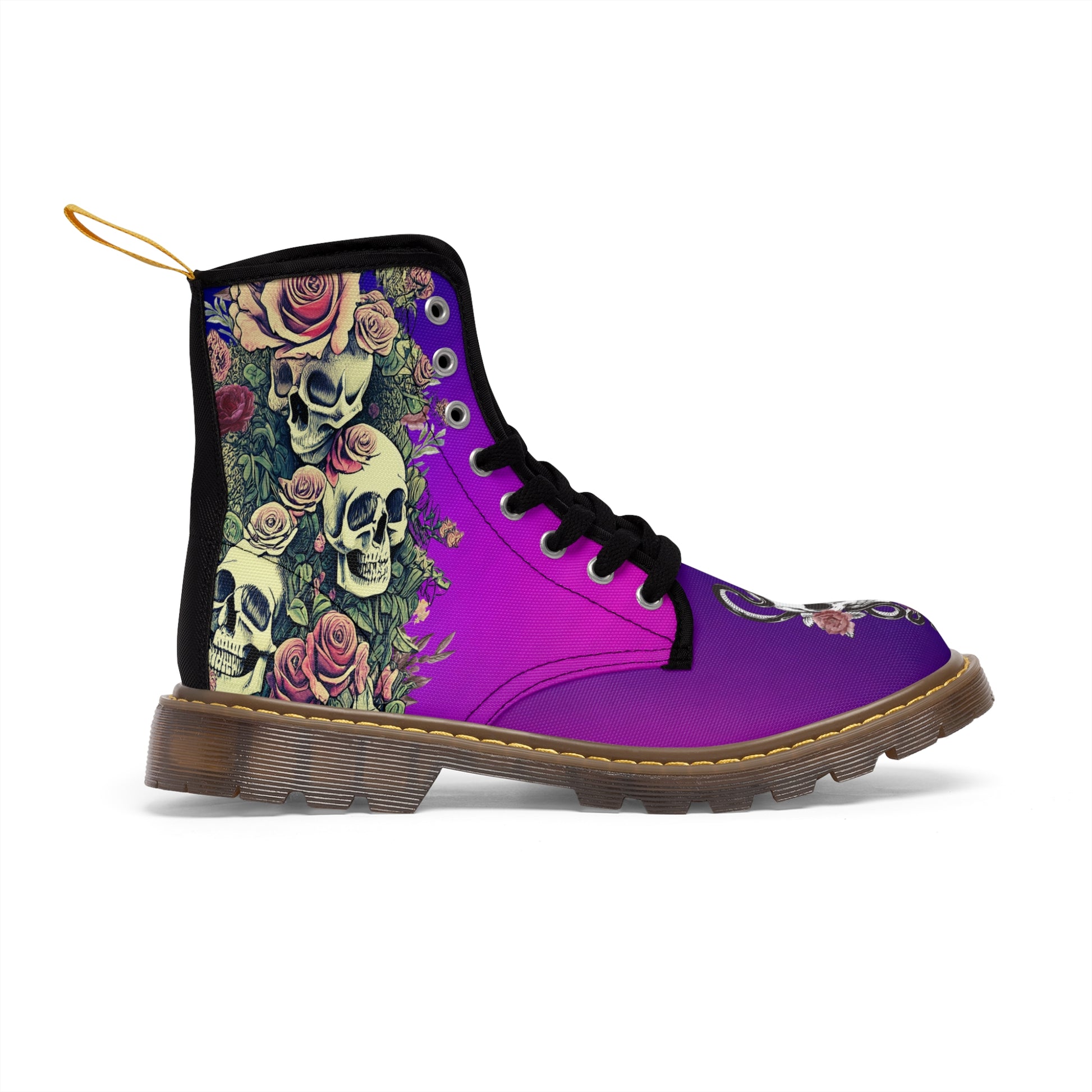 Skulls In The Garden Women's Canvas Boots - Women’s Boots - Brown - Right