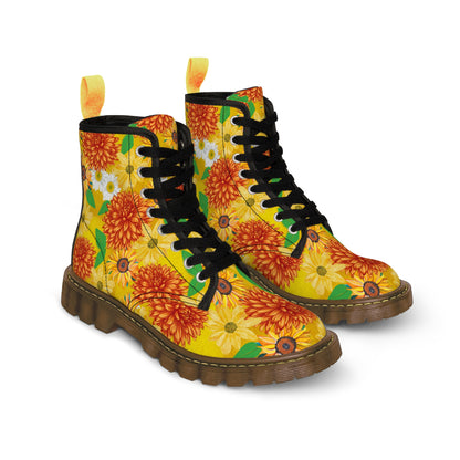 Sunflowers Women's Canvas Boots - Women’s Boots - Brown - Left And Right