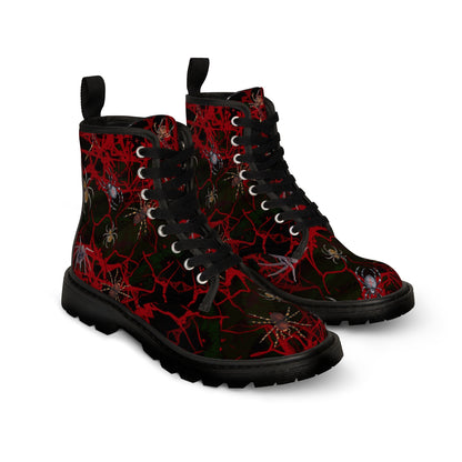 Halloween Spiders Women's Canvas Boots - Women’s Boots - Black - Left And Right