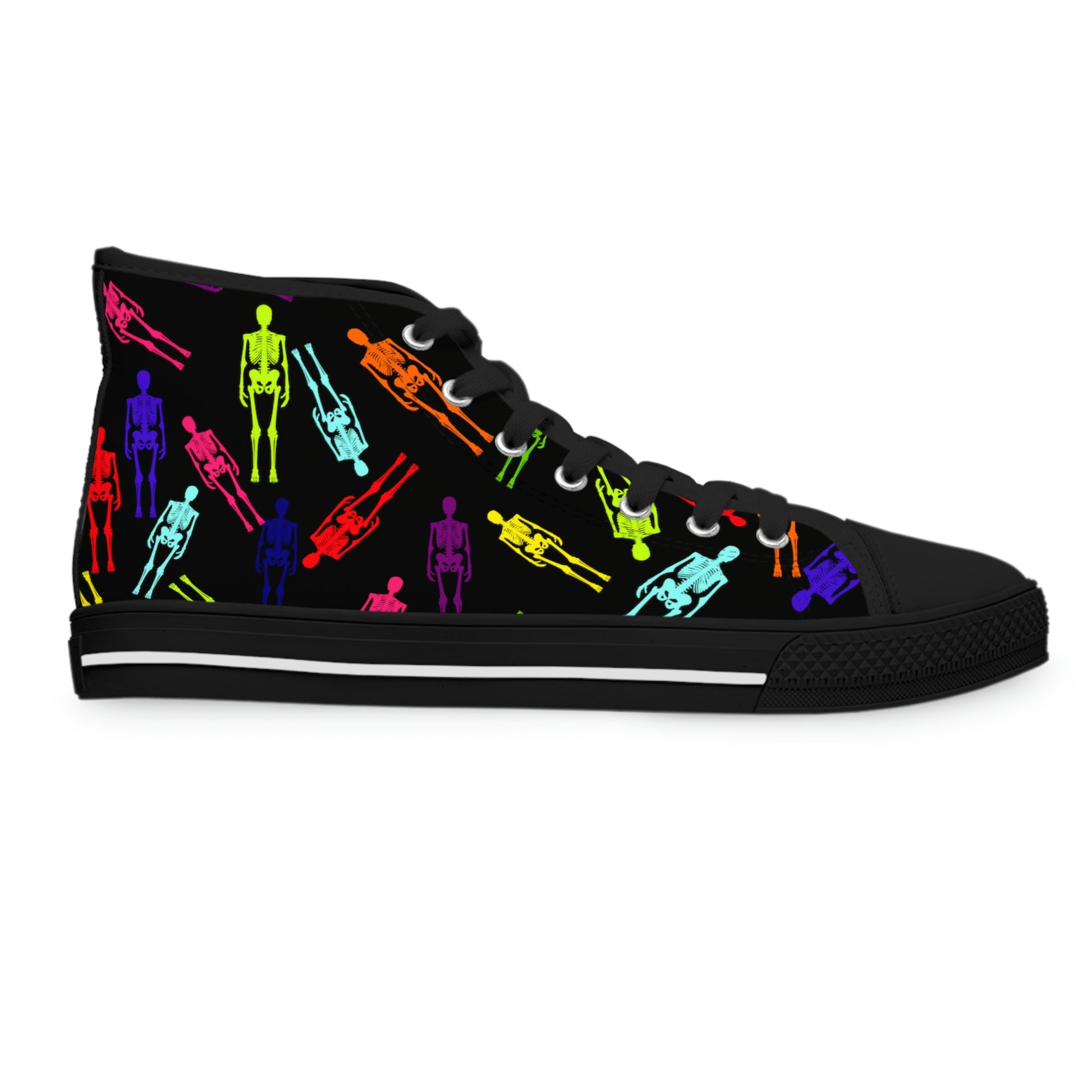 Skeletons Women's High Top Canvas Shoes - Sneakers - Black - Right