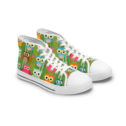 Owls Women's High Top Canvas Shoes - Sneakers - White