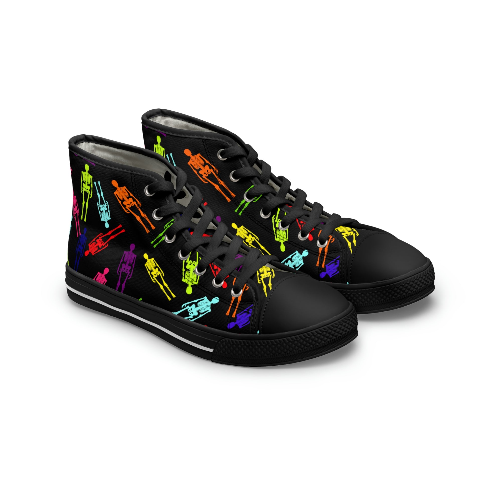 Skeletons Women's High Top Canvas Shoes - Sneakers - Black