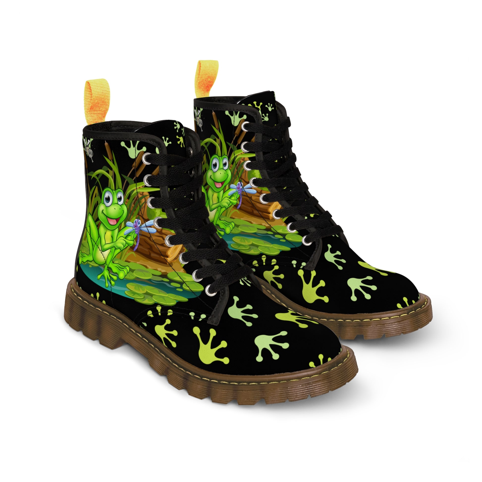 Frog In The Pond Women's Canvas Boots - Women’s Boots - Brown - Left And Right