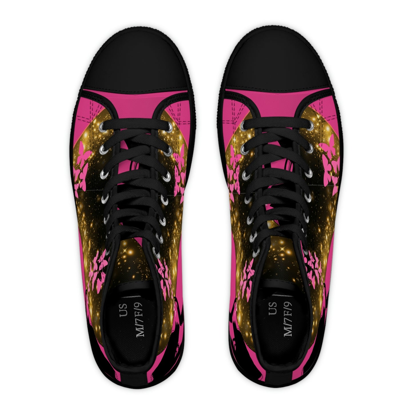 Magical Butterflies Women's High Top Canvas Shoes - Sneakers - Black - Top