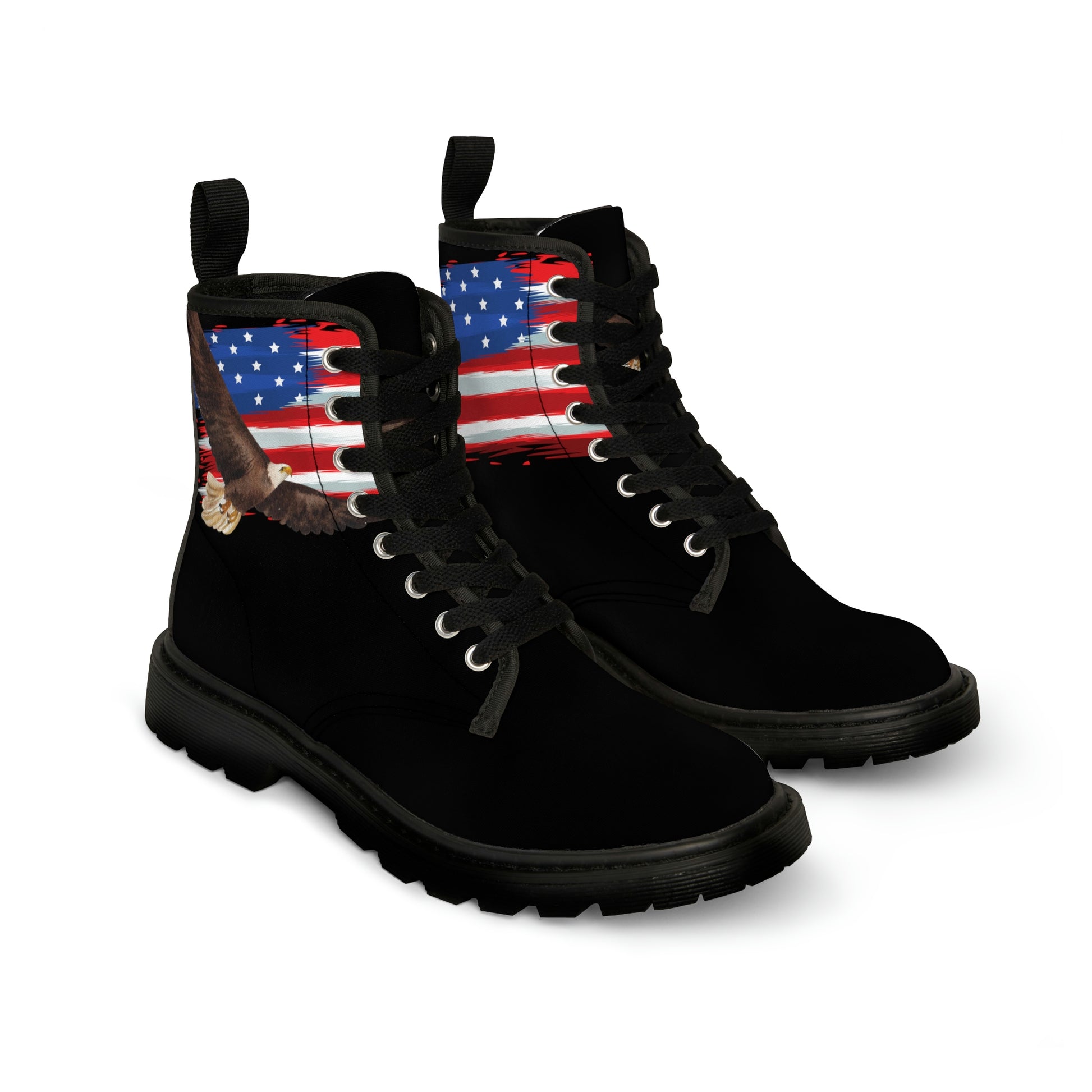 American Flag Women's Canvas Boots - Women's Boots - Black