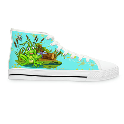 Frog In The Pond Women's High Top Canvas Shoes - Sneakers - White - Right