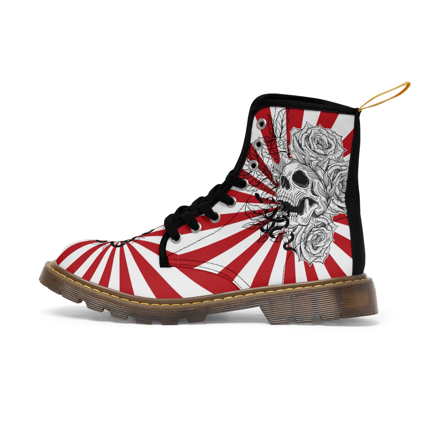 Skull Men's Canvas Boots - Mens Boots - Footwear - Brown - Left