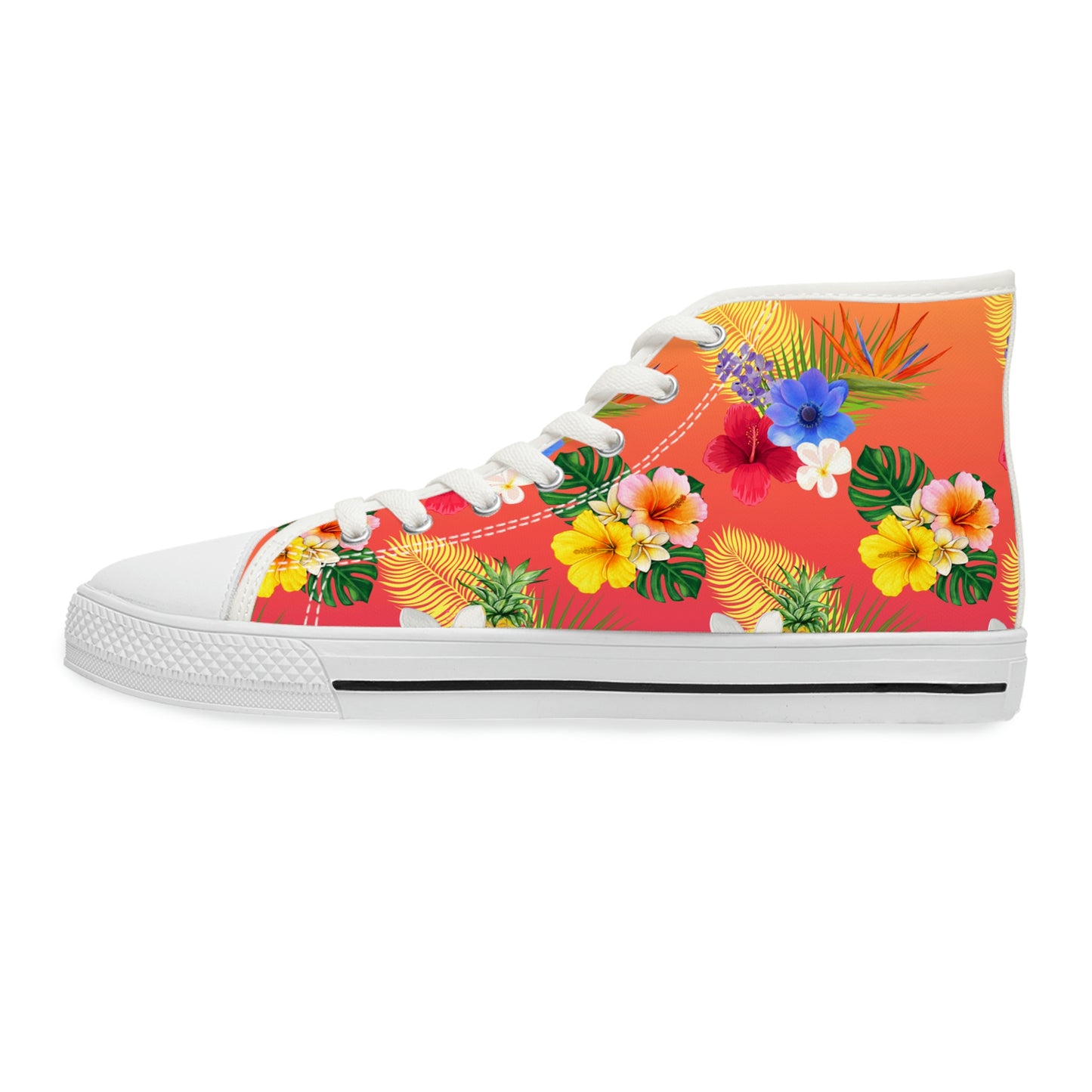 Tropical Flowers Women's High Top Canvas Shoes - Sneakers - White - Left