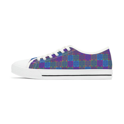 Purple Patterns Women's Low Top Canvas Shoes - Sneakers - White - Left