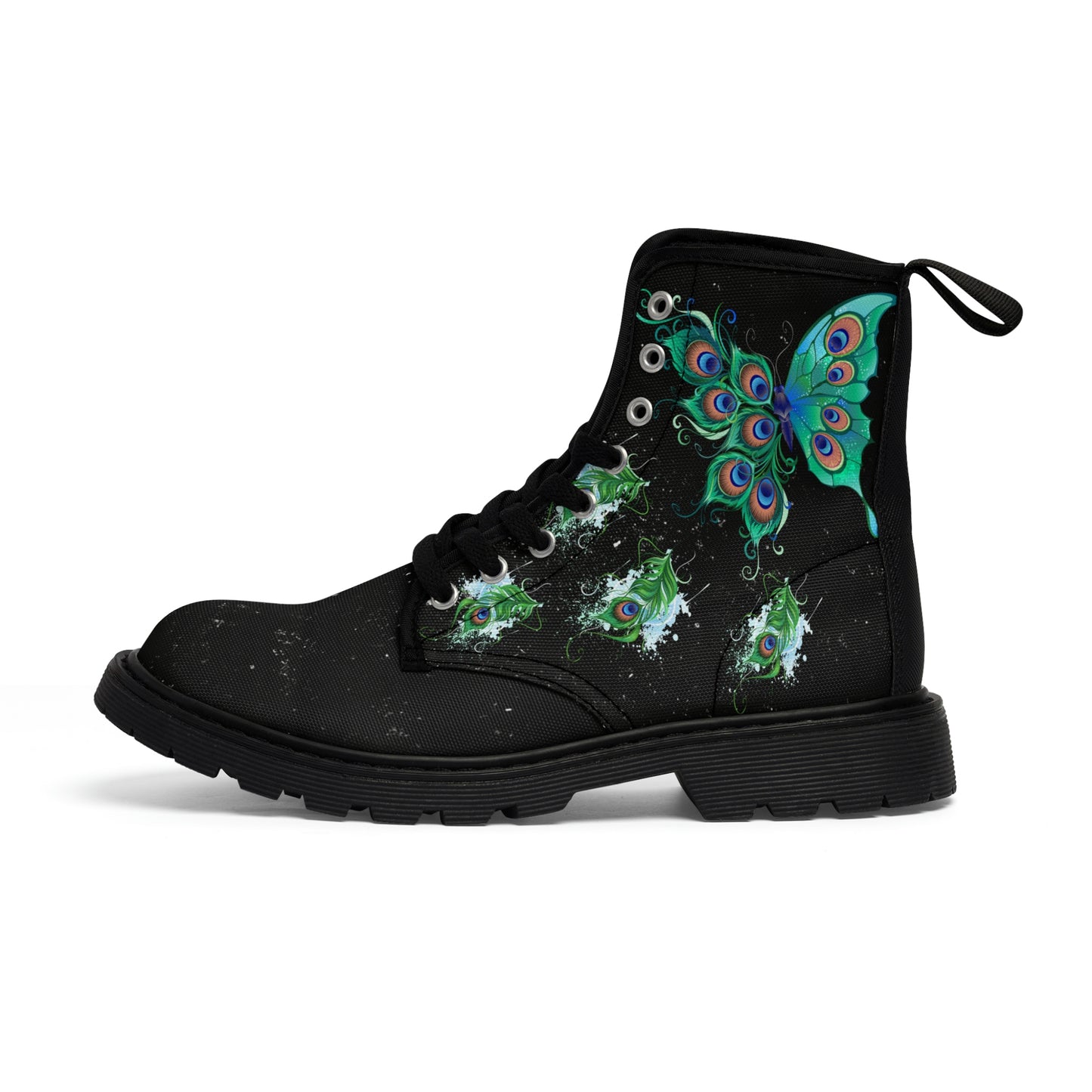 Butterfly &amp; Peacock Women's Canvas Boots - Women’s Boots - Black - Left